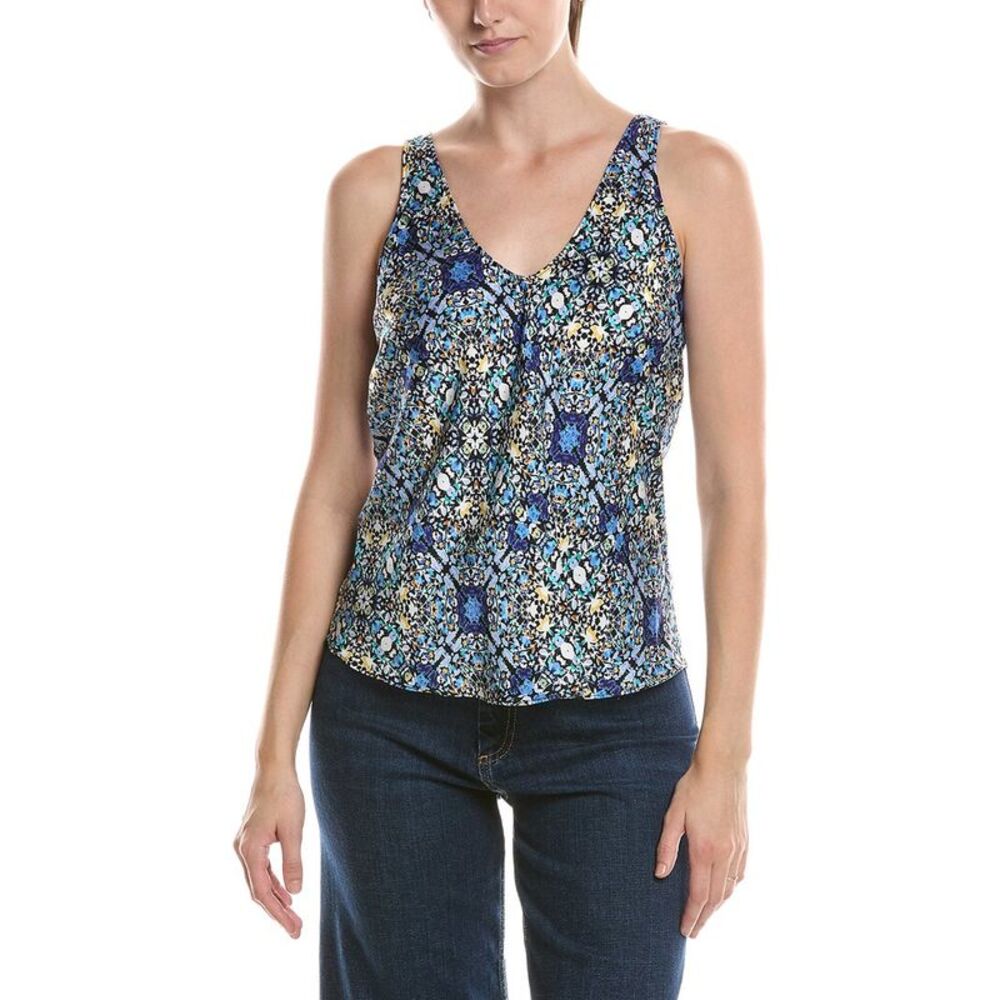 Nic & Zoe Womens Filagree Tile Tank, Blue